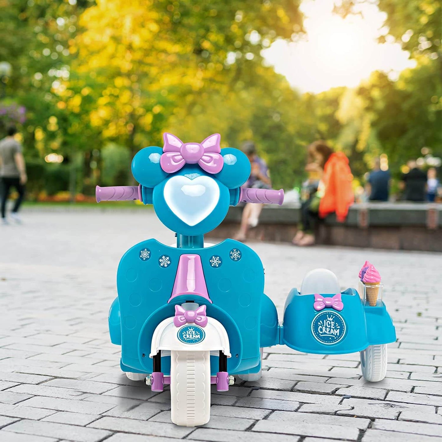 6V Battery Powered Kids Ride on Motorbike with Detachable Sidecar-Blue