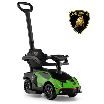 Kids Licensed Lamborghini Ride on Car with Push Handle-Green