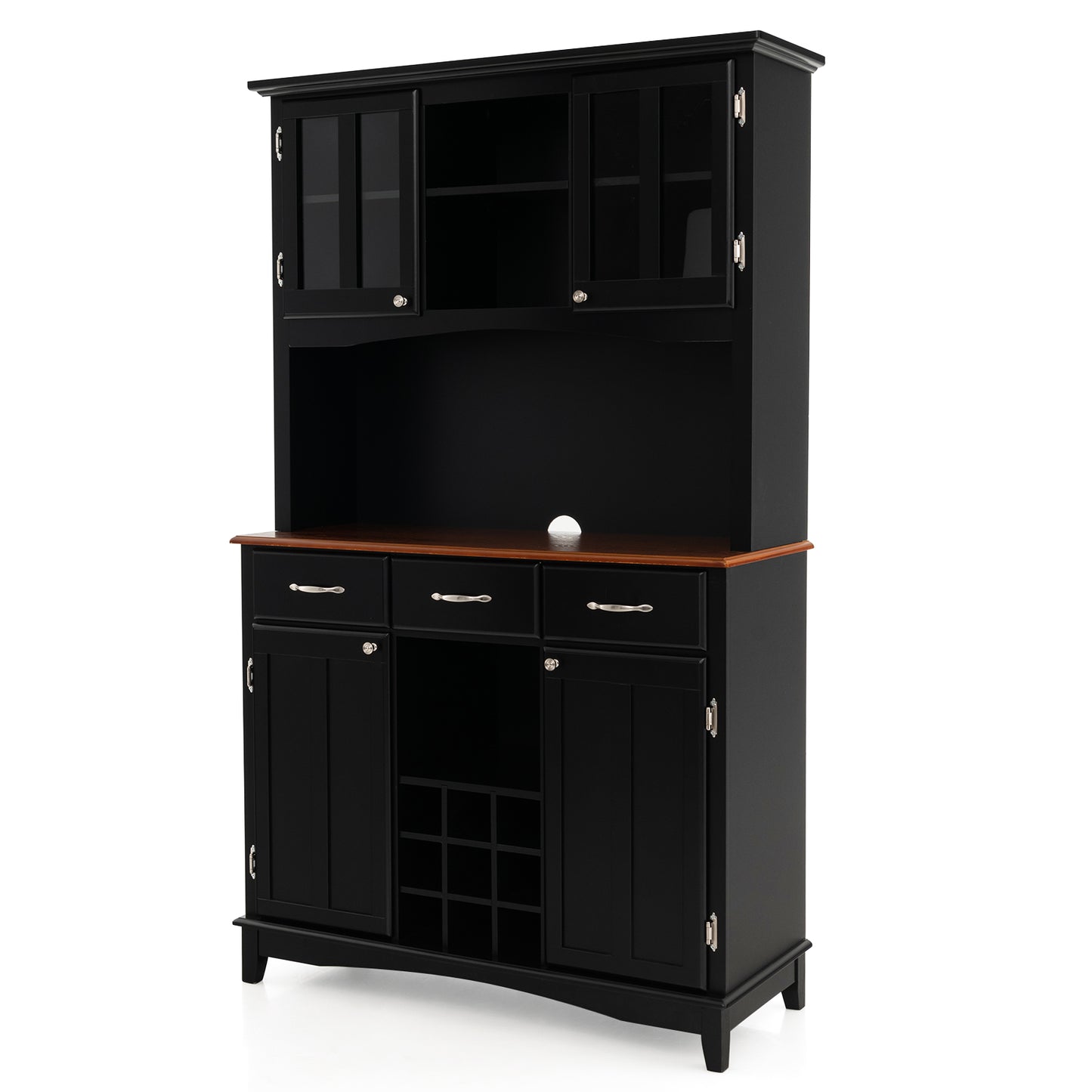 Kitchen Cupboard with Adjustable Shelves and Drawers-Black