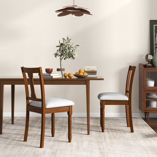Kitchen Dining Chair with Linen Fabric Storage Space-Walnut