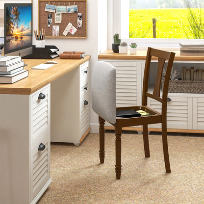 Kitchen Dining Chair with Linen Fabric Storage Space-Walnut