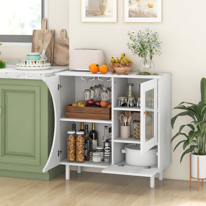 Kitchen Sideboard with Glasses Holder-White