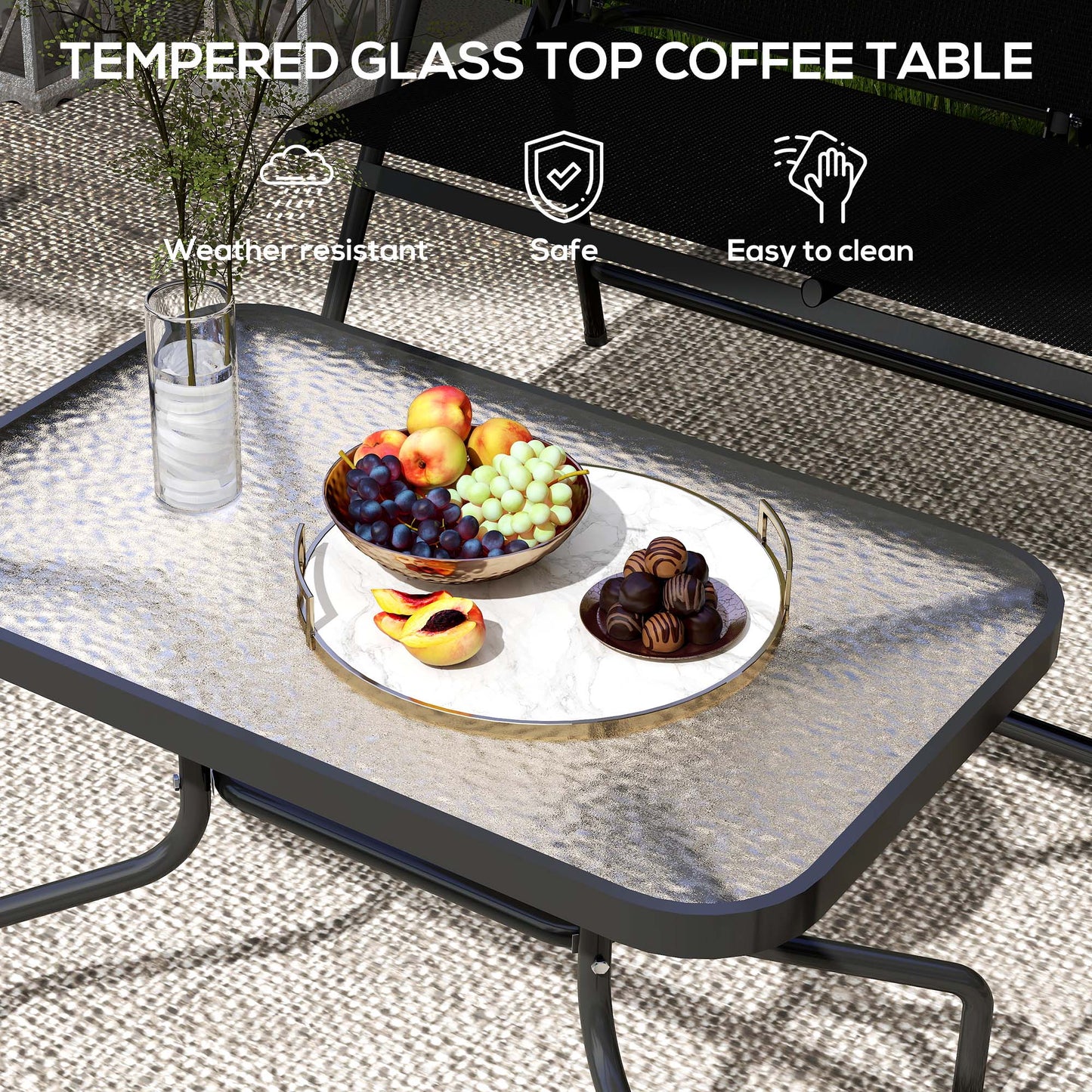 Outsunny Four-Piece Metal Garden Sofa Set - Black