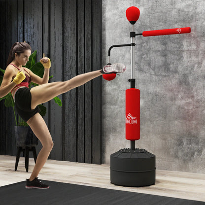 HOMCOM 3-in-1 Boxing Punching Bag, Freestanding with 2 Speed Bals, 360° Reflex Bar, 160-230cm Adjustable Height, Black