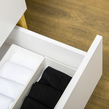 HOMCOM Chest of Drawers, 4-Drawer Storage Organiser Unit with Pine Wood Legs for Bedroom, Living Room, White and Natural