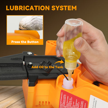 Outsunny 8 Inch Electric Chainsaw, Cordless Chain Saw with Brushless Motor, 2 4.0Ah Batteries and Safety Lock, Handheld Portable Wood Pruning Saw for Trimming Cutting, Orange