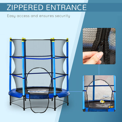 HOMCOM 5.2FT Kids Trampoline with Safety Enclosure, Indoor Outdoor Toddler Trampoline for Ages 3-10 Years, Blue