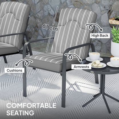 Outsunny Three-Piece Reclining Chair Set - Grey