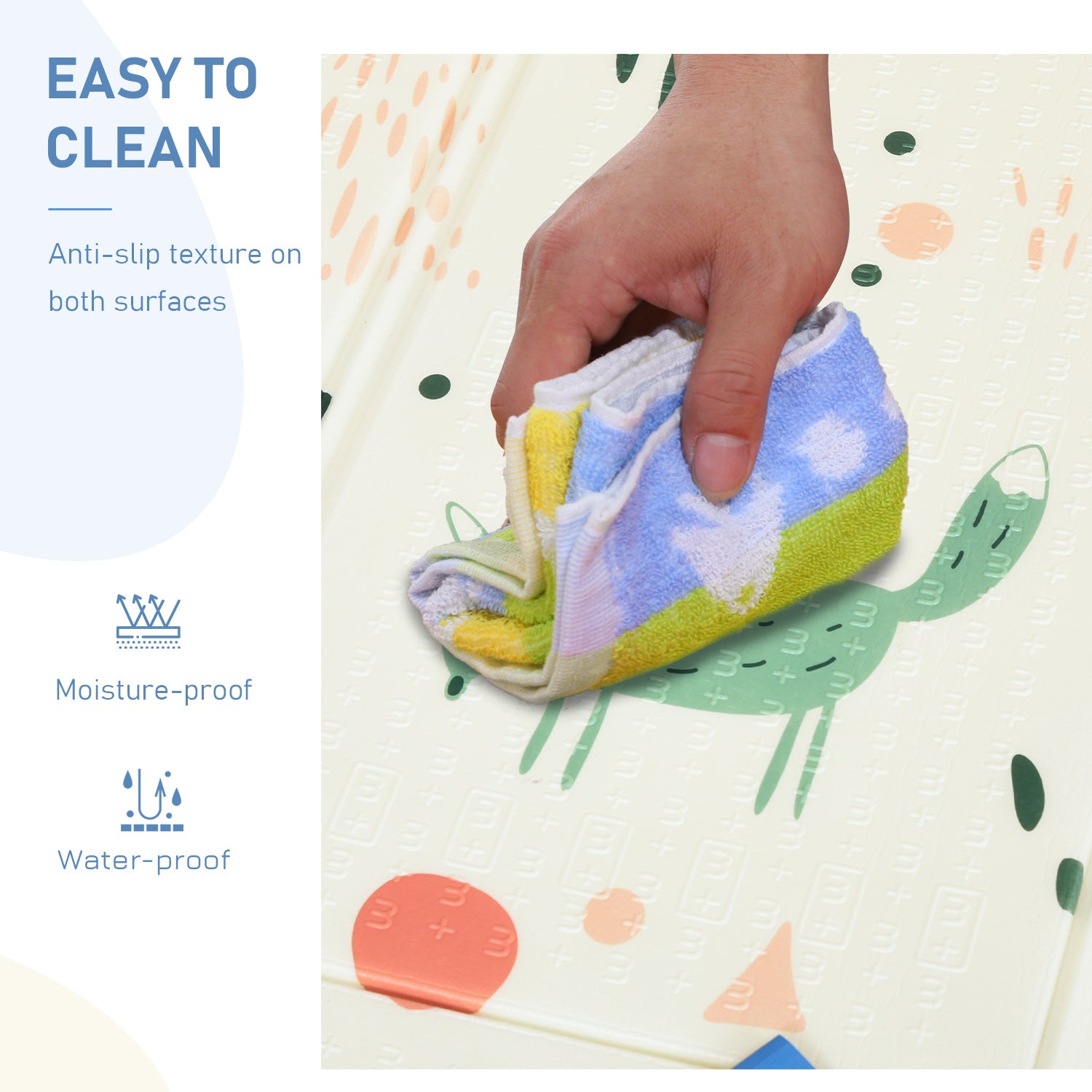 HOMCOM Foldable Kids Foam Mat Reversible Educational XPE Floor Mat Crawling Toddler Playmat Portable Picnic Carpet Exercise Workout Mat