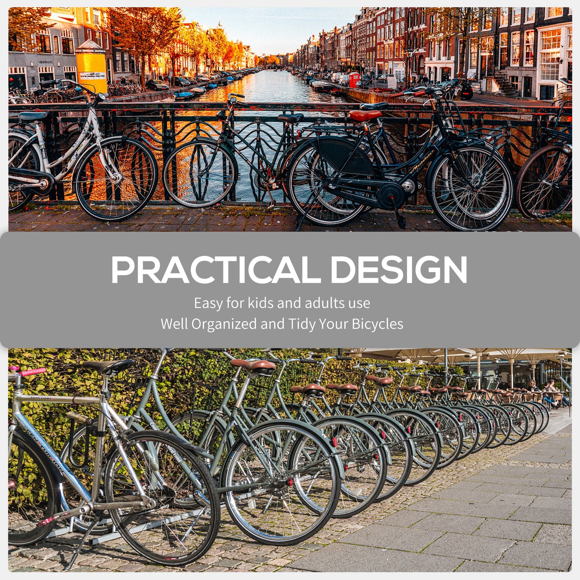 HOMCOM Bike Stand Parking Rack Floor or Wall Mount Bicycle Cycle Storage Locking Stand 179L x 33W x 27H (6 Racks, Black)