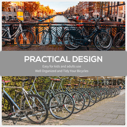 HOMCOM Bike Stand Parking Rack Floor or Wall Mount Bicycle Cycle Storage Locking Stand 179L x 33W x 27H (6 Racks, Black)