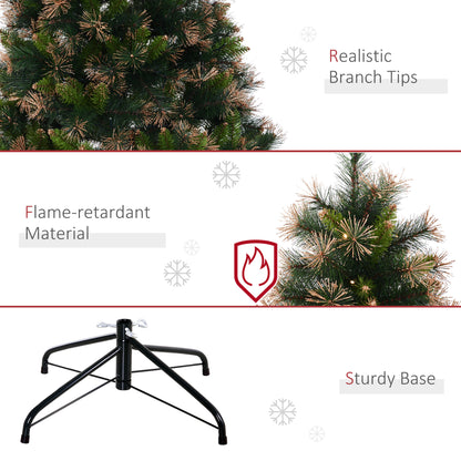 HOMCOM 1.5m Prelit Christmas Tree Artificial Tree, Metal Stand-Green