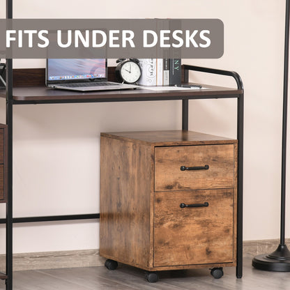HOMCOM Rolling File Cabinet with 2 Drawers, Hanging File Folder, Home Office Under Desk Mobile Filing Organizer