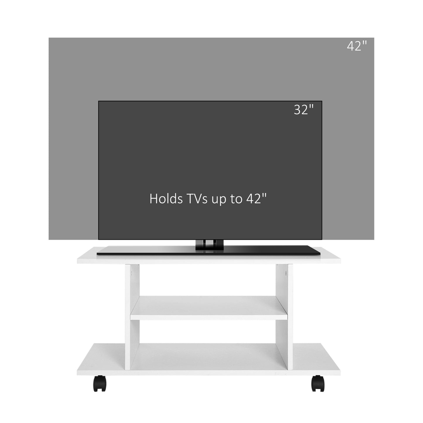HOMCOM TV Stand W/ Shelves -White