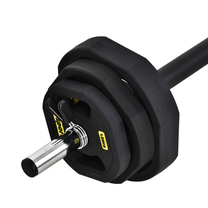 HOMCOM 20KGS Adjustable Barbell Set Plate Bar Clamp Rod Home Gym Sports Area Exercise Ergonomic Black
