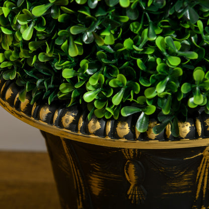 HOMCOM Set of 2 Artificial Plants, Topiary Spiral Boxwood Trees with Pot, for Home Indoor Outdoor Decor, 90cm