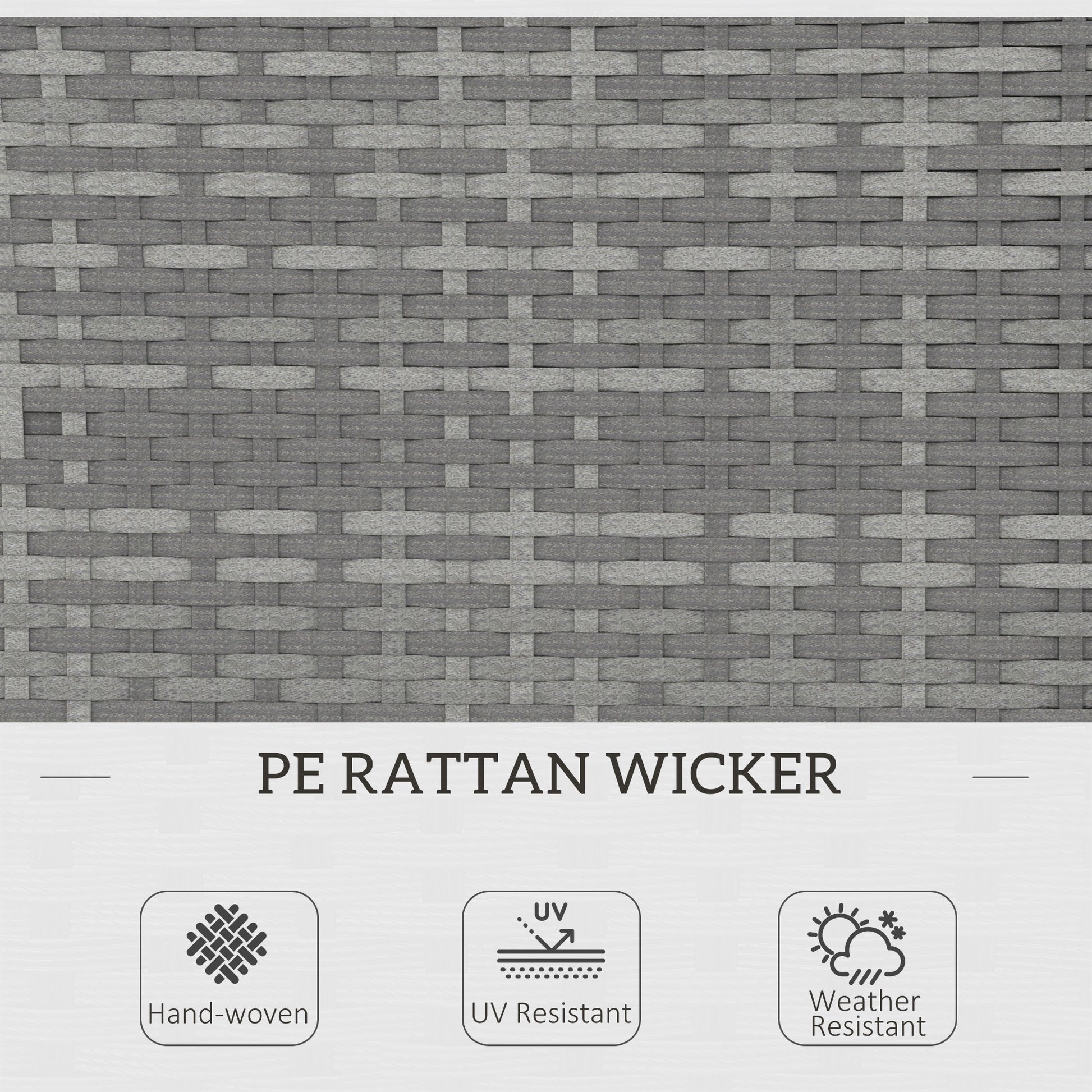 Outsunny Two-Seat Rattan Loveseat, with Wood-Top Middle Table - Grey