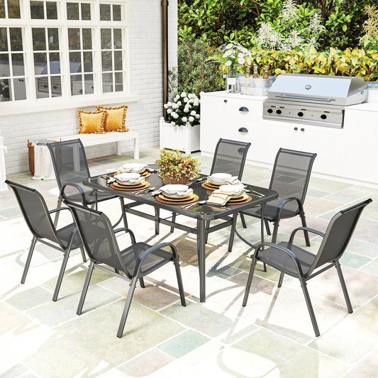 Outsunny Seven-Piece Outdoor Dining Set - Charcoal Grey