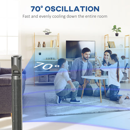 HOMCOM 46" Tower Fan Cooling with Ionizer, Air Filter, Oscillating, 3 Speed, 12h Timer, Remote Controller, for Bedroom, Grey