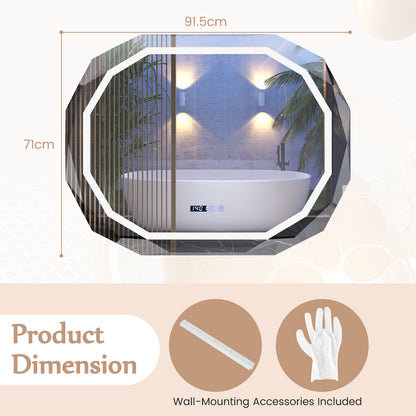 Anti-Fog Mirror LED Bathroom Mirror with 3 Color LED Light