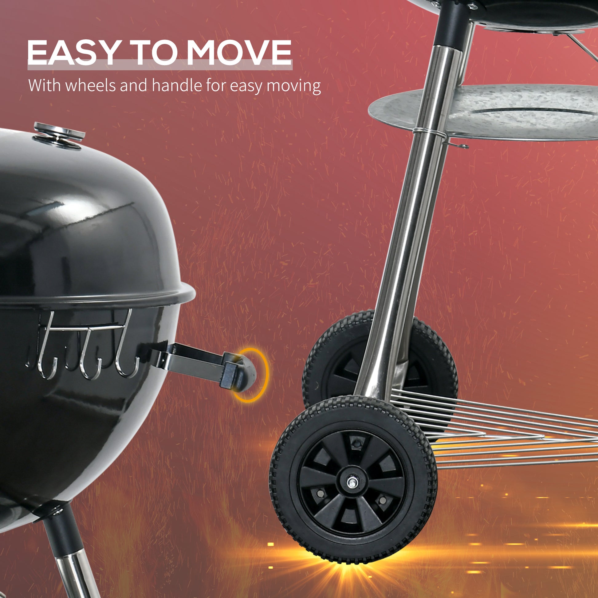 Outsunny Portable Kettle Charcoal Grill - Black