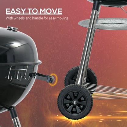 Outsunny Portable Kettle Charcoal Grill - Black