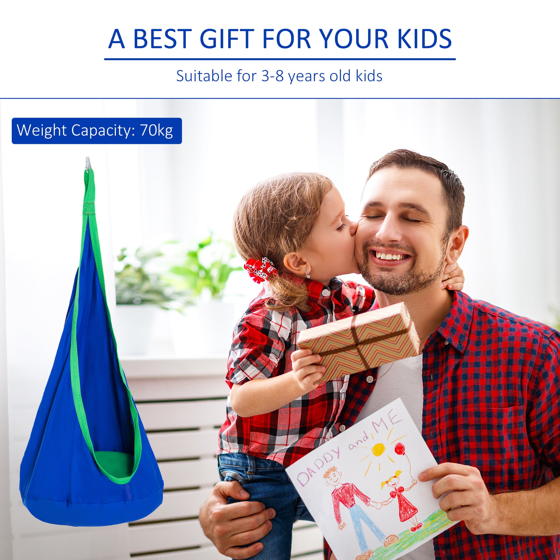 HOMCOM Swing Seat Hammock, ?70 x 150H cm-Blue 