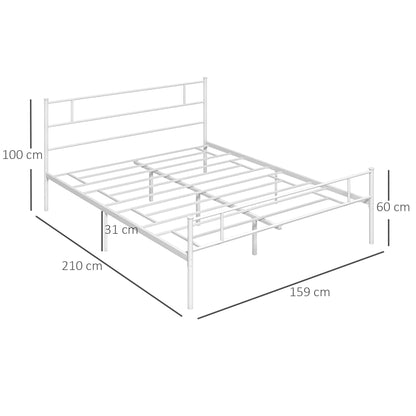 HOMCOM King Bed Frame, Metal Bed Base with Headboard and Footboard, Metal Slat Support and 31cm Underbed Storage Space