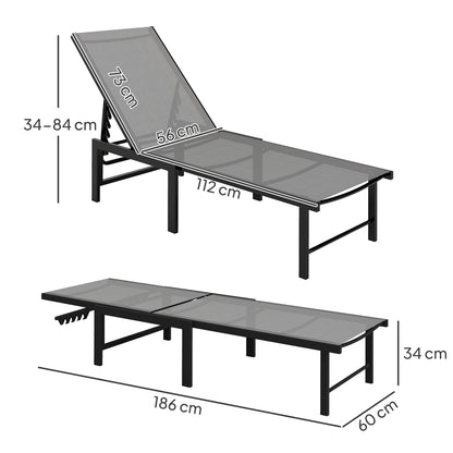 Outsunny Reclining Sun Lounger - Grey