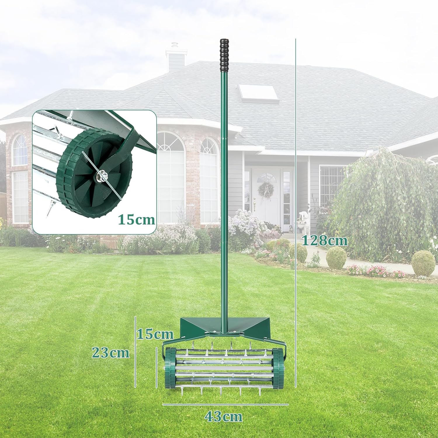 Lawn Spike Aerators Manual Grass Roller with Protective Fender