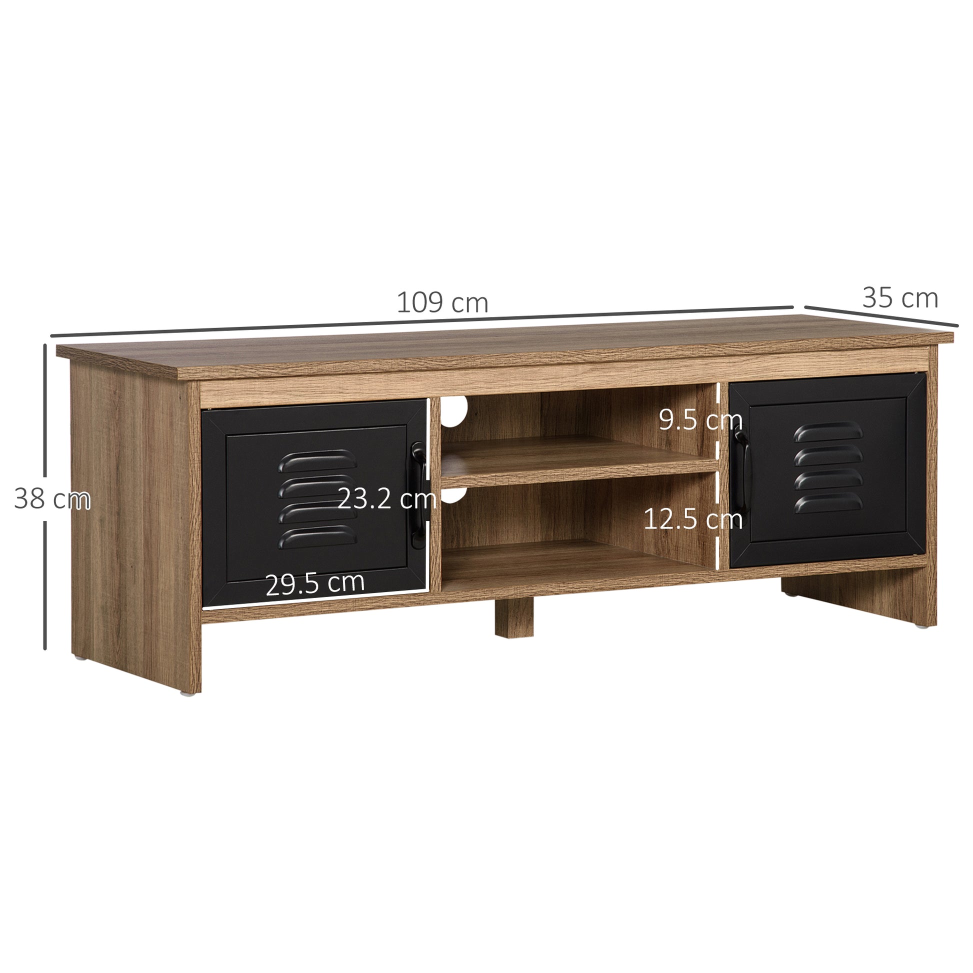HOMCOM TV Stand Cabinet Unit for TVs up to 42 Inches with 2 Drawers and 2 Storage Compartment Wire Hole Entertainment Console for Living Room Black