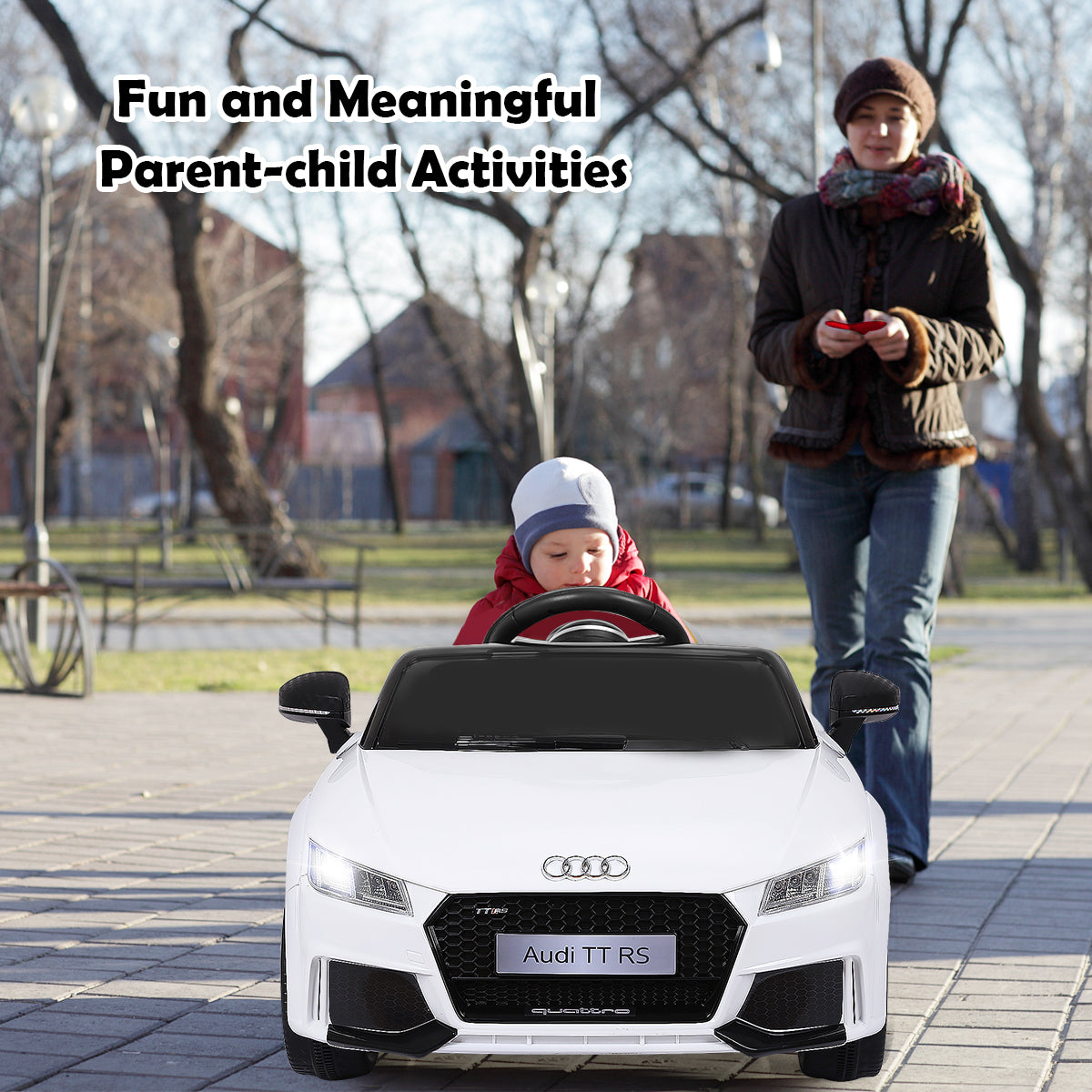Licensed Audi TTRS 12V Battery-Powered Vehicle with 2 Motors MP3 music-White