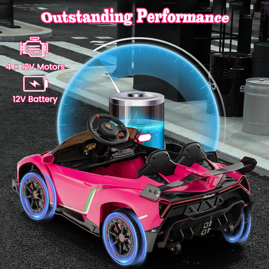 Licensed Lamborghini 4WD Kids Ride-on Sports Car-Pink