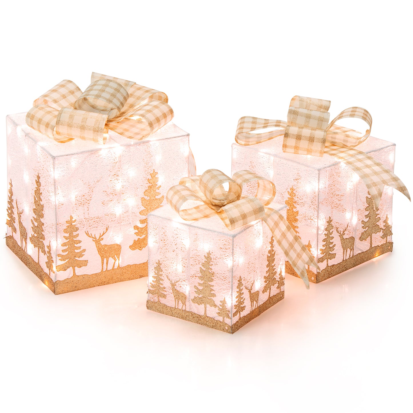  Lighted Christmas Gift Box Set of 3 for Indoor and Outdoor