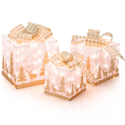  Lighted Christmas Gift Box Set of 3 for Indoor and Outdoor
