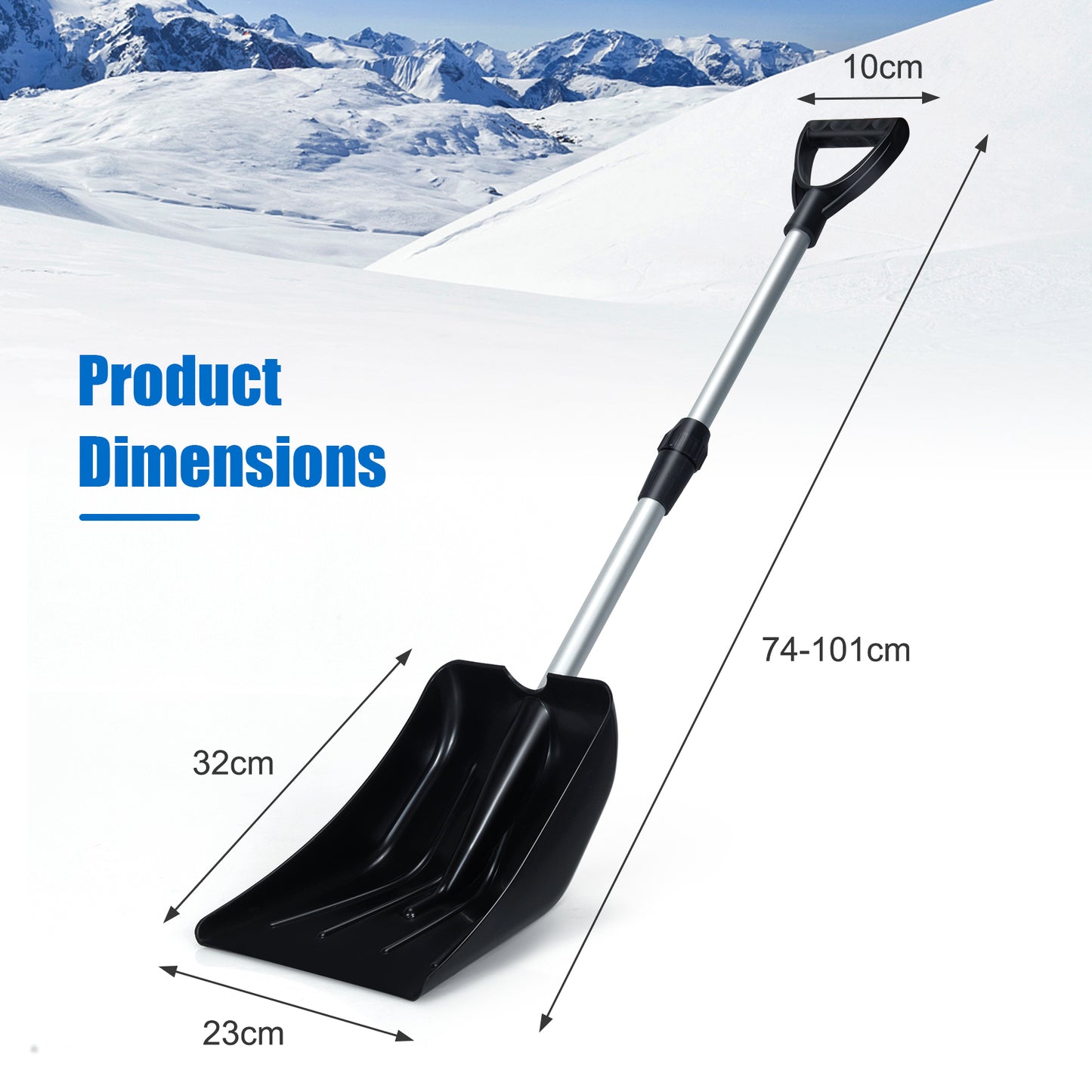 Lightweight Aluminum Snow Shovel with D-shaped Handle