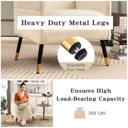 Linen Fabric Accent Chair Single Sofa with Removable Seat Cushion-Beige