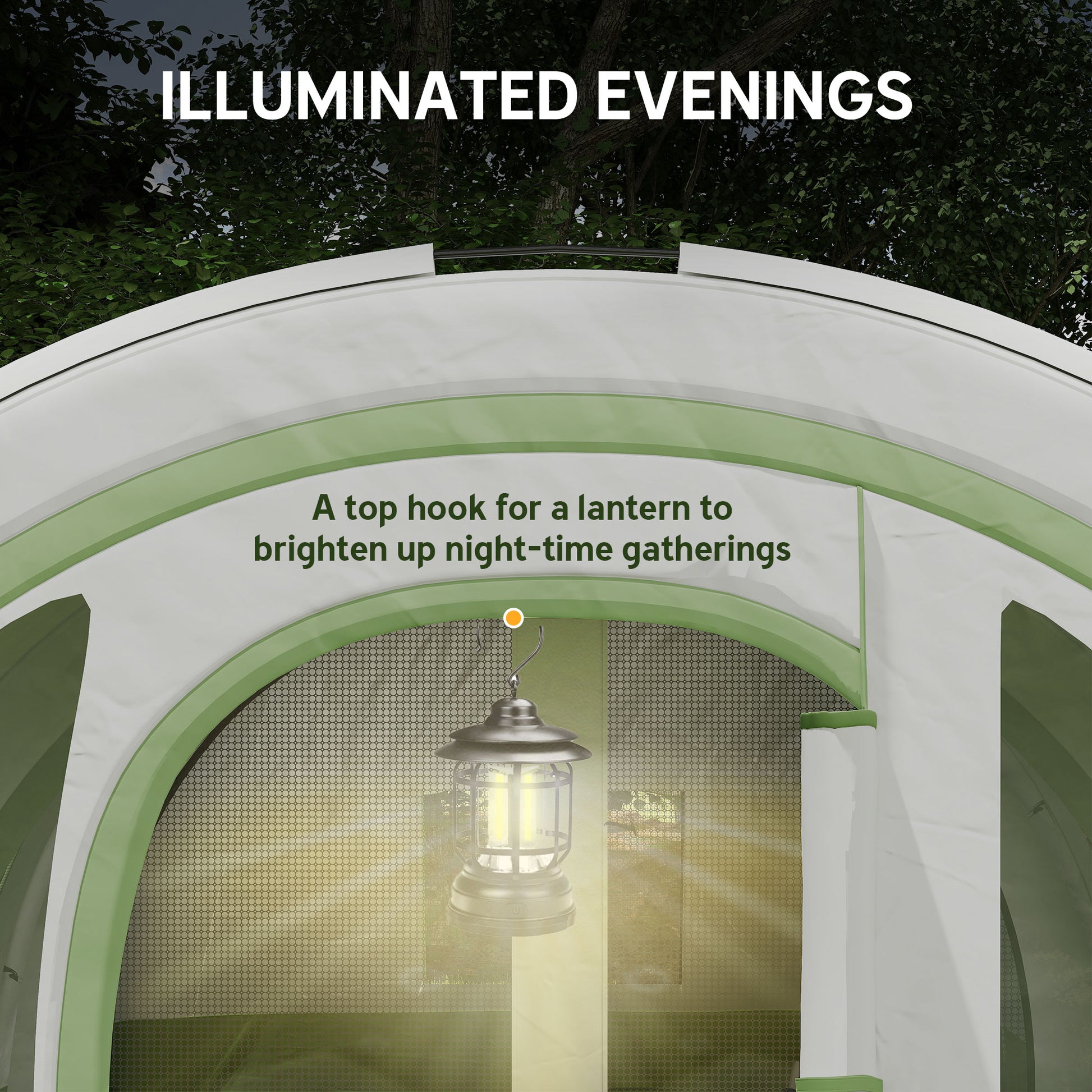 Outsunny 3000mm Waterproof Camping Tent, 5-6 Man Family Tent with Living and Bedroom, Carry Bag Included, Cream and Green