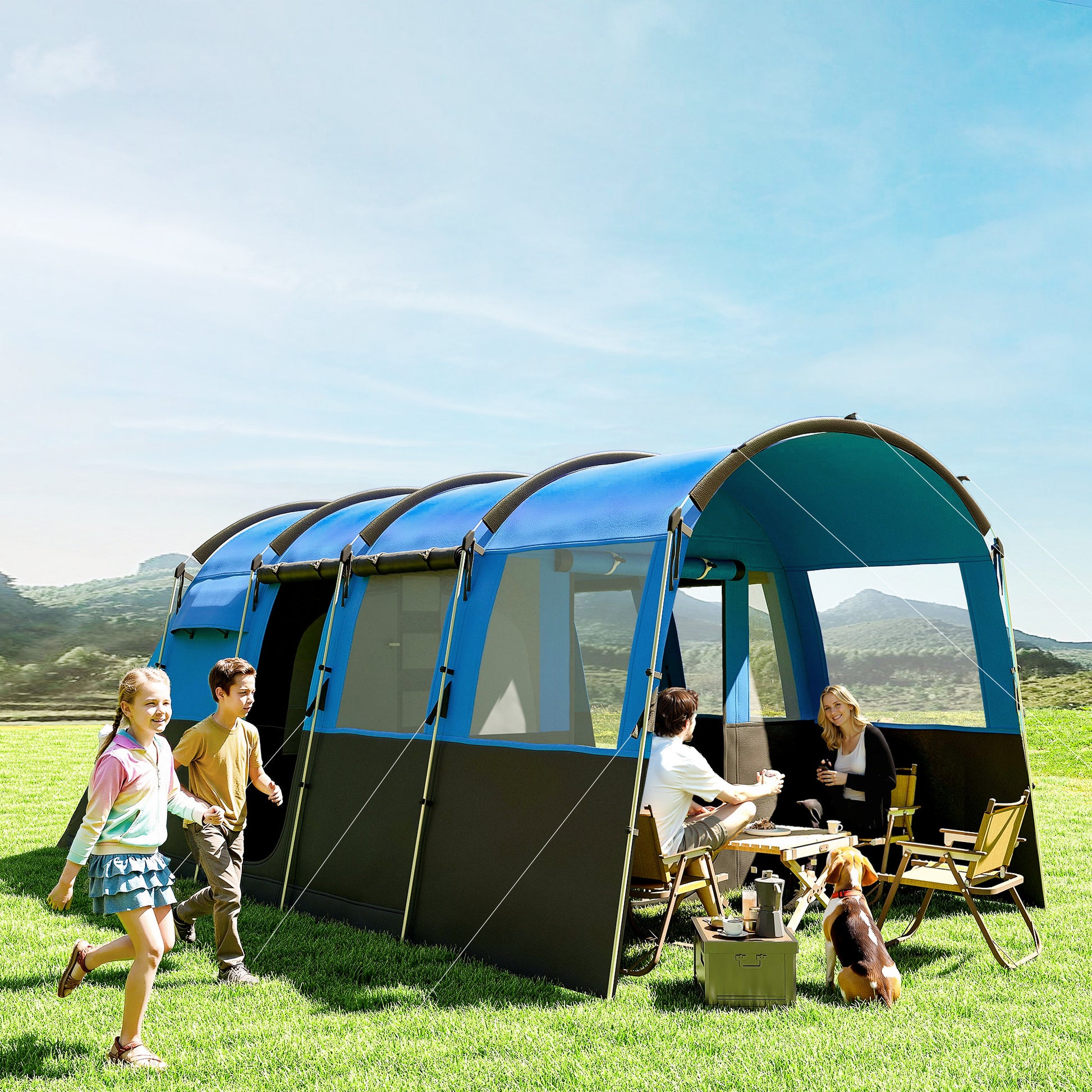 water column tent Outsunny 8-Person Camping Tent, Waterproof Family Tent, Tunnel Design, – GardenArch
