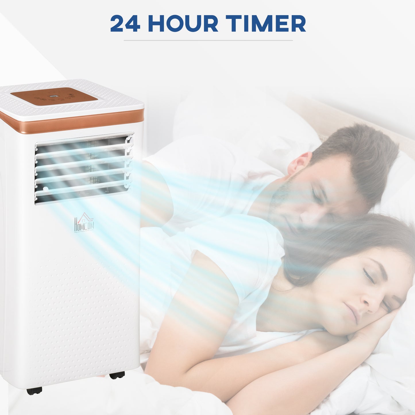 HOMCOM 7000 BTU 4-In-1 Compact Portable Mobile Air Conditioner Unit Cooling Dehumidifying Ventilating w/ Fan Remote LED Display 24 Hr Auto Shut-Down