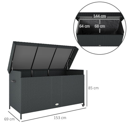 Outsunny 627 L Rattan Storage Box - Black