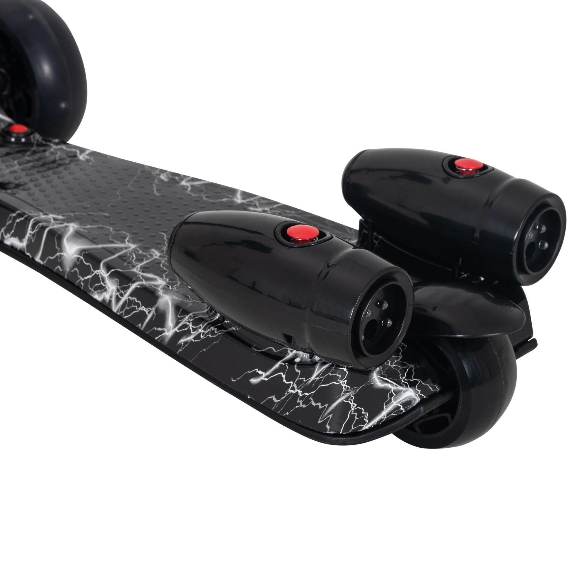 HOMCOM Kids 3 Wheel Scooter Adjustable Height w/ Flashing Wheels Music Water Spray Foldable Design Cool On Off Road Vehicle Black