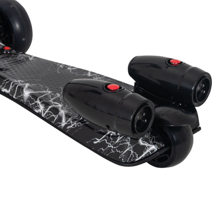 HOMCOM Kids 3 Wheel Scooter Adjustable Height w/ Flashing Wheels Music Water Spray Foldable Design Cool On Off Road Vehicle Black