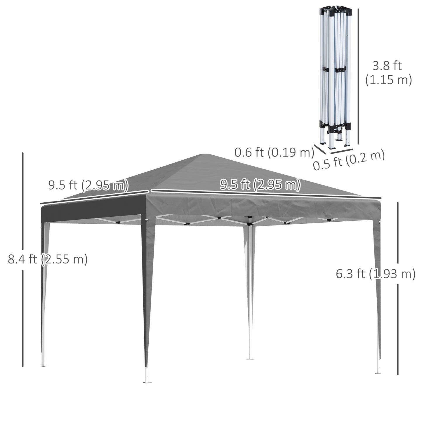 Outsunny 3 x 3 m Garden Pop Up Gazebo Marquee Party Tent Wedding Canopy, Height Adjustable with Carrying Bag, Grey