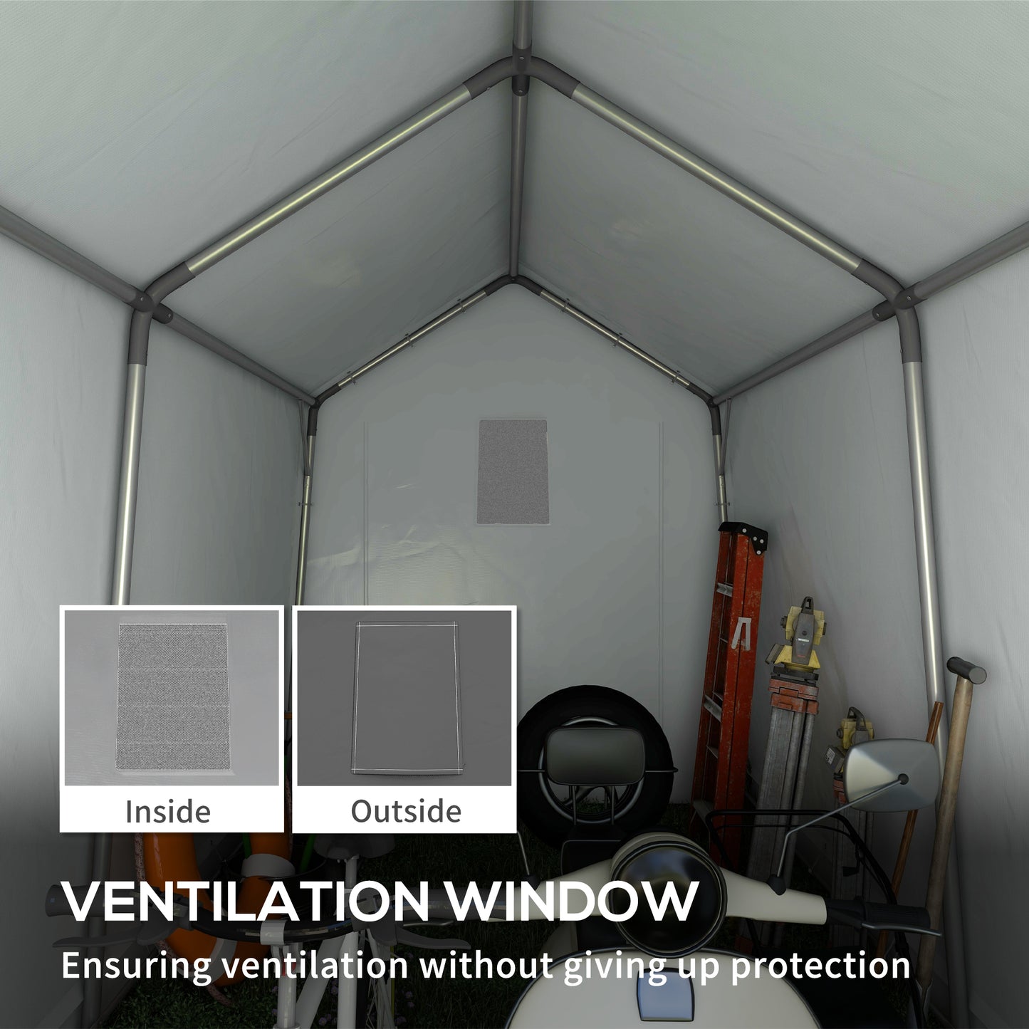 Outsunny 3.6 x 2.1m Portable Outdoor Shed, with Window - Dark Grey