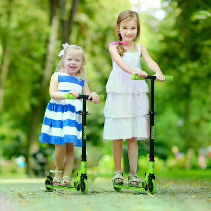 HOMCOM Scooter for Kids Toddler Foldable Kick Scooter with Adjustable Height Brake for Boys and Girls 3-8 Years Aluminium Green
