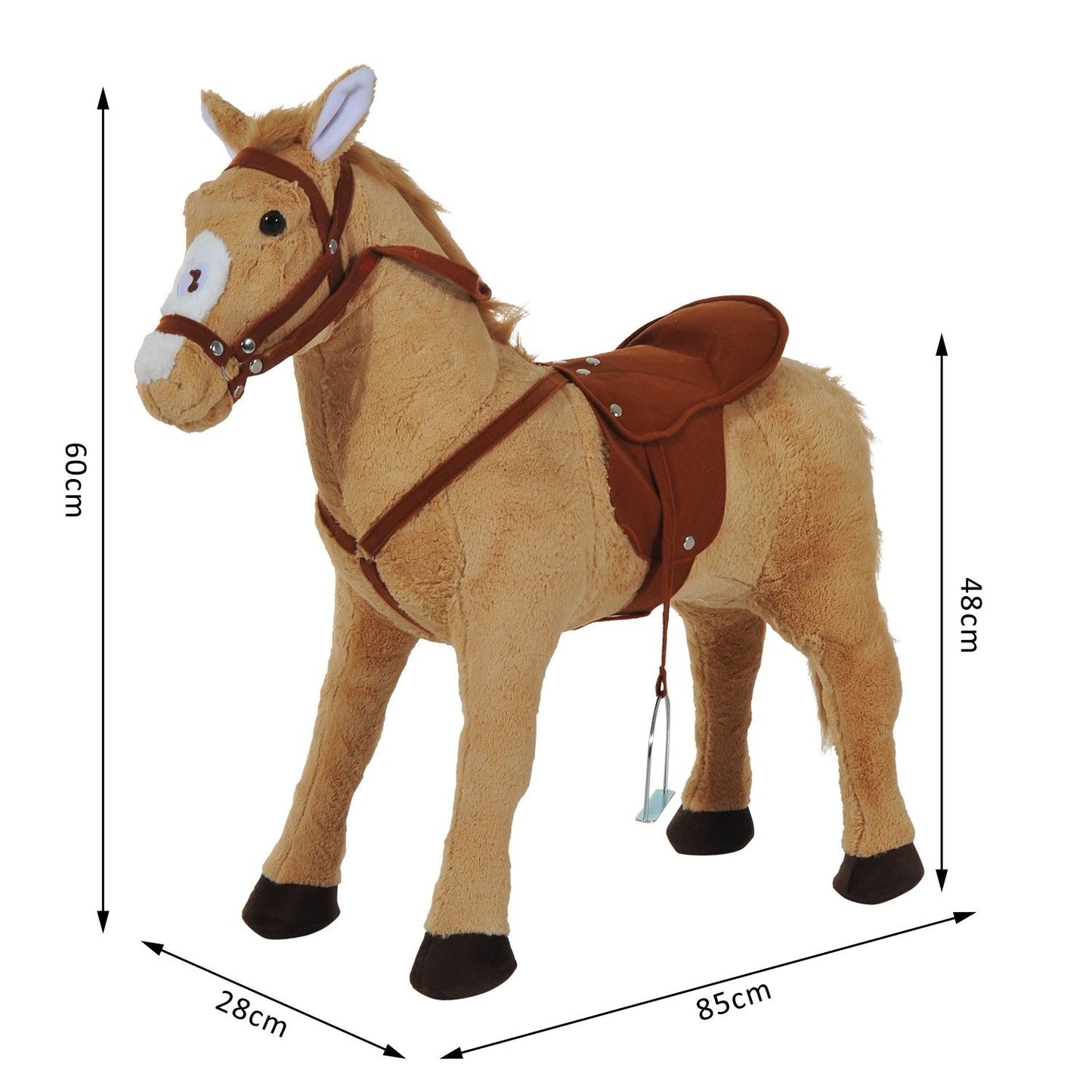 HOMCOM Childrens Plush Rocking Pony W/Sound-Beige