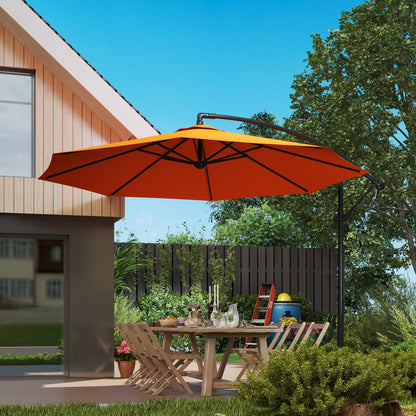 Outsunny 3(m) Overhanging Parasol, with Base - Orange