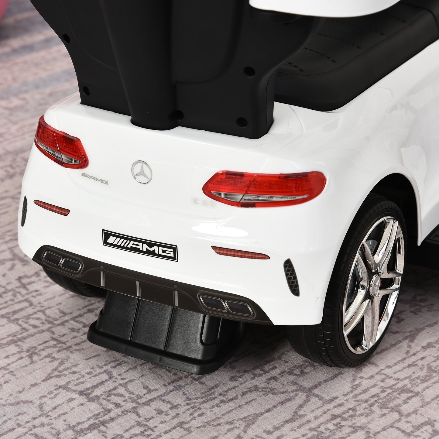 HOMCOM 3 in 1 Ride On Push Along Car Mercedes Benz for Toddlers Stroller Sliding Walking Car with Horn Sound Safety Bar for 1-3 Years