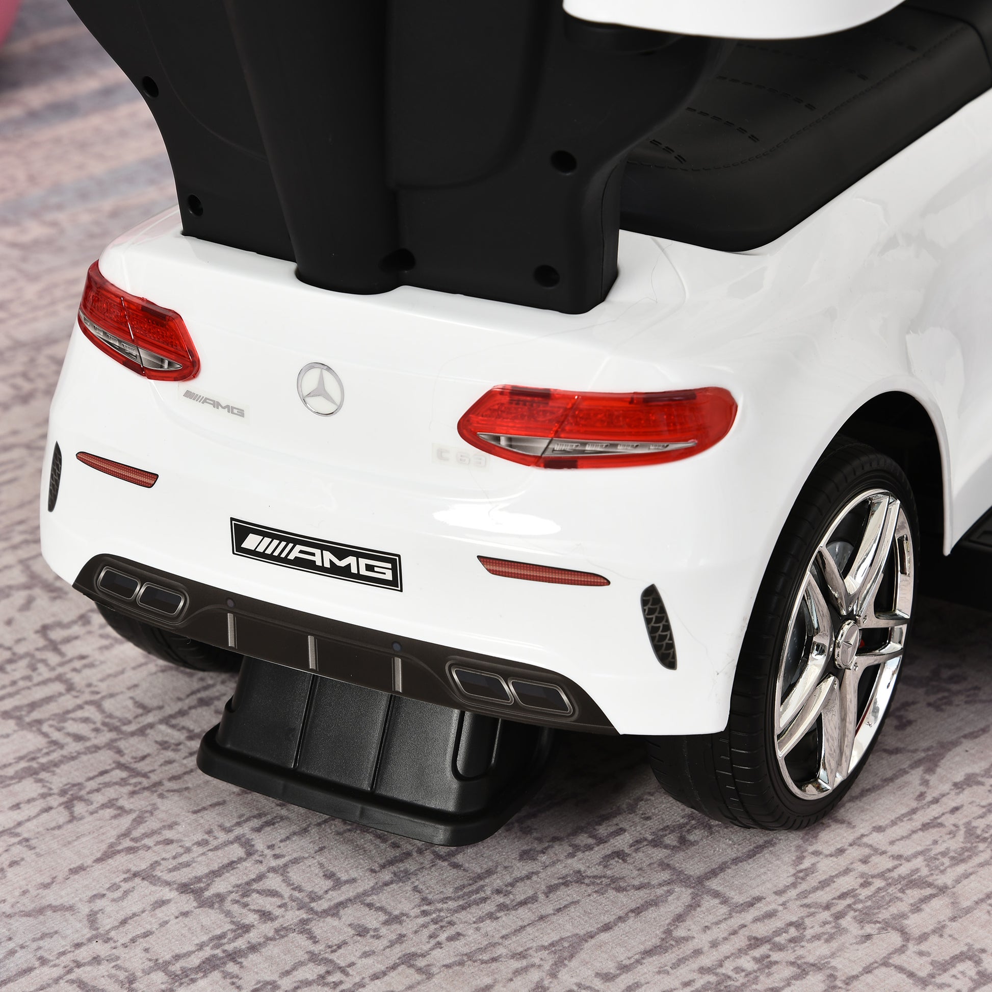 HOMCOM 3 in 1 Ride On Push Along Car Mercedes Benz for Toddlers Stroller Sliding Walking Car with Horn Sound Safety Bar for 1-3 Years
